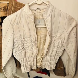 Charlotte White leather Bomber Jacket for Women. 4 hr sale. Bundle for discount